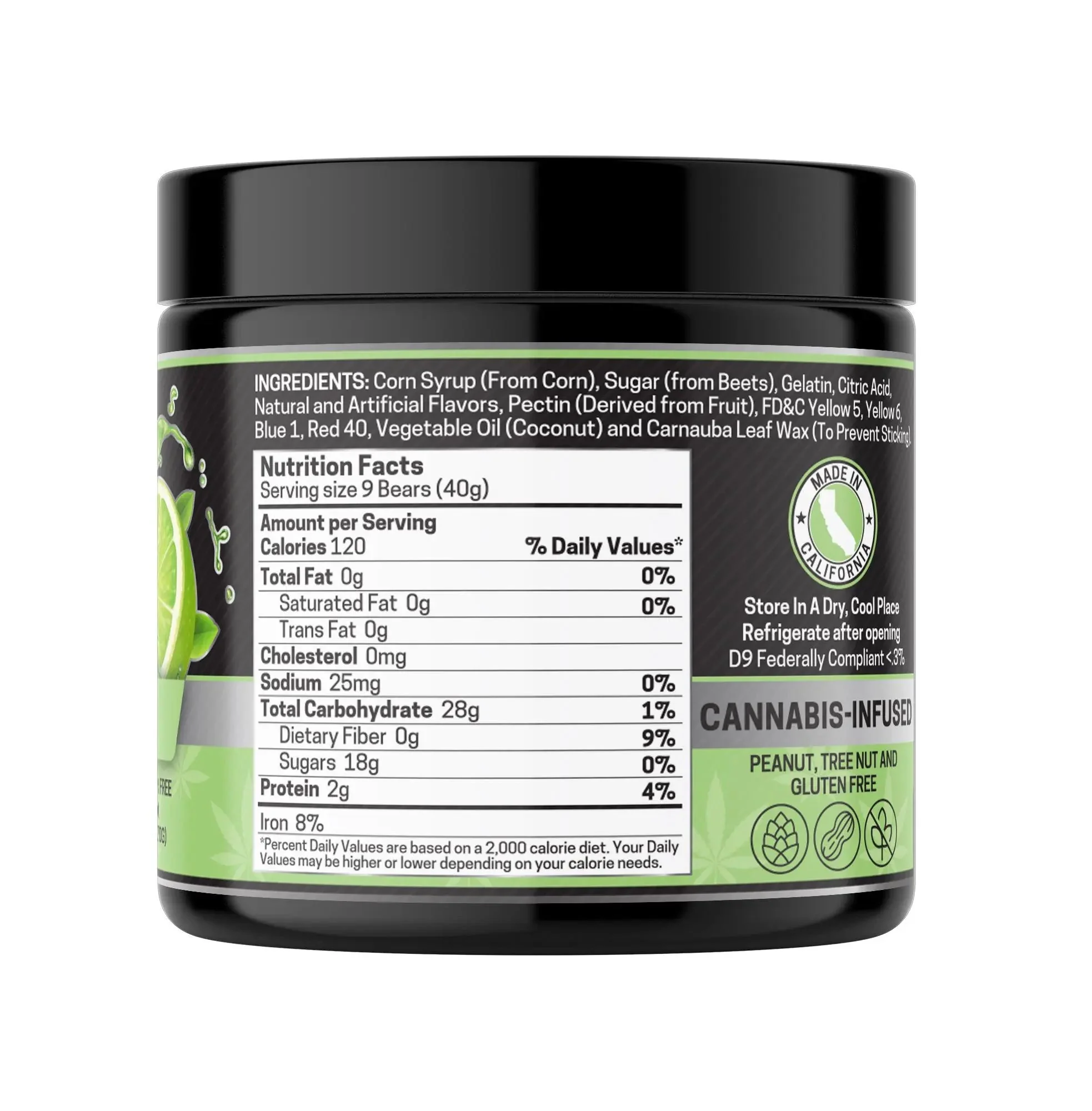 CBD+THC Gummies, Lime - 1000mg | 25 Pcs Gummies (Sour)(Hard Texture) - Image 4