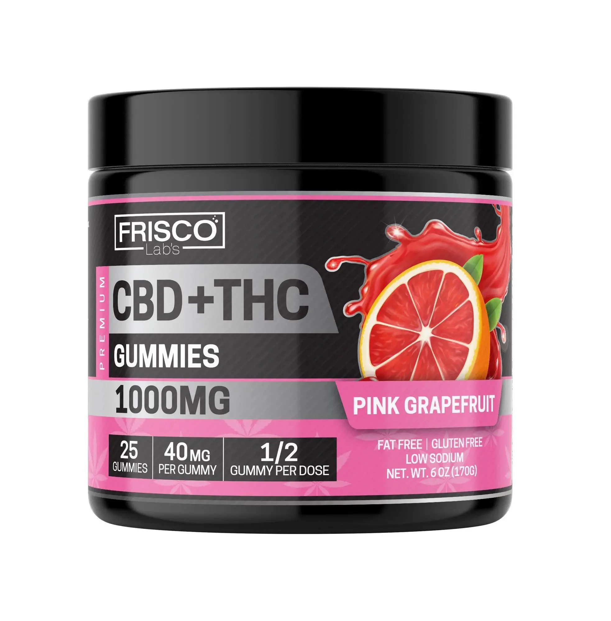 CBD+THC Gummies, Pink Grapefruit - 1000mg | 25 Pcs Gummies - Image 2