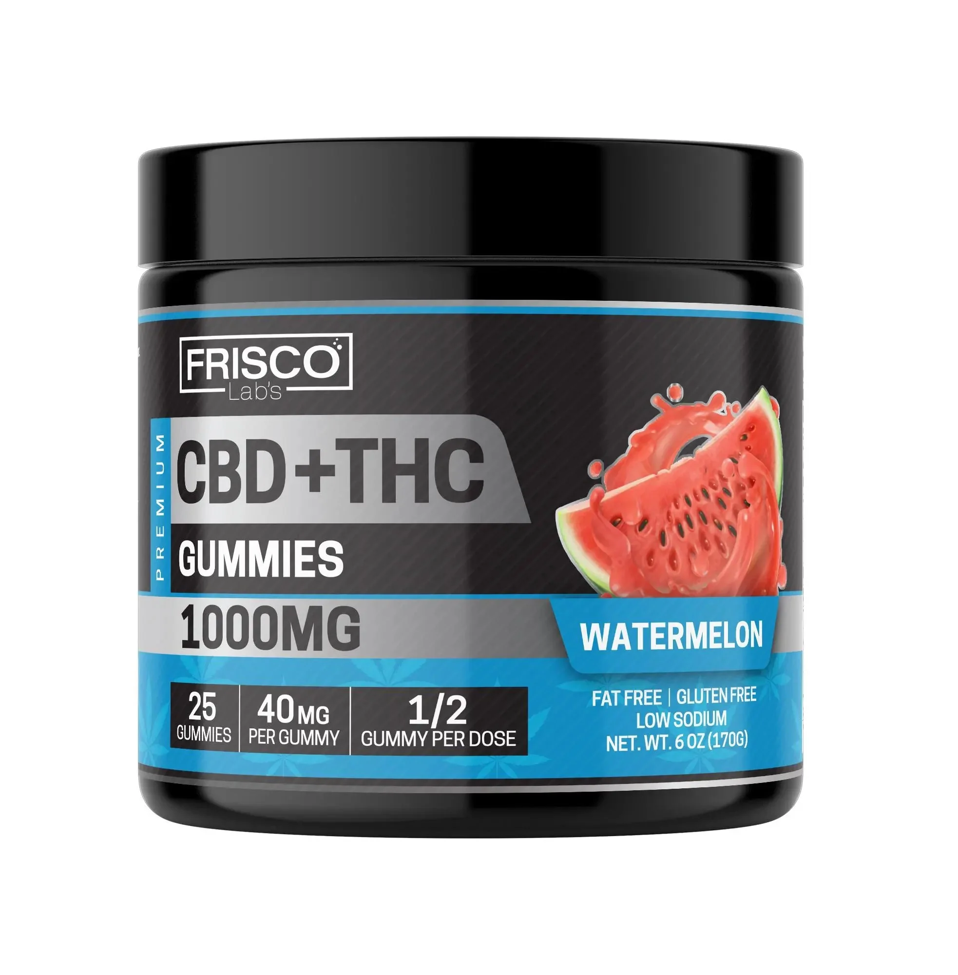 CBD+THC Gummies, Watermelon - 1000mg | 25 Pcs Gummies - Image 2