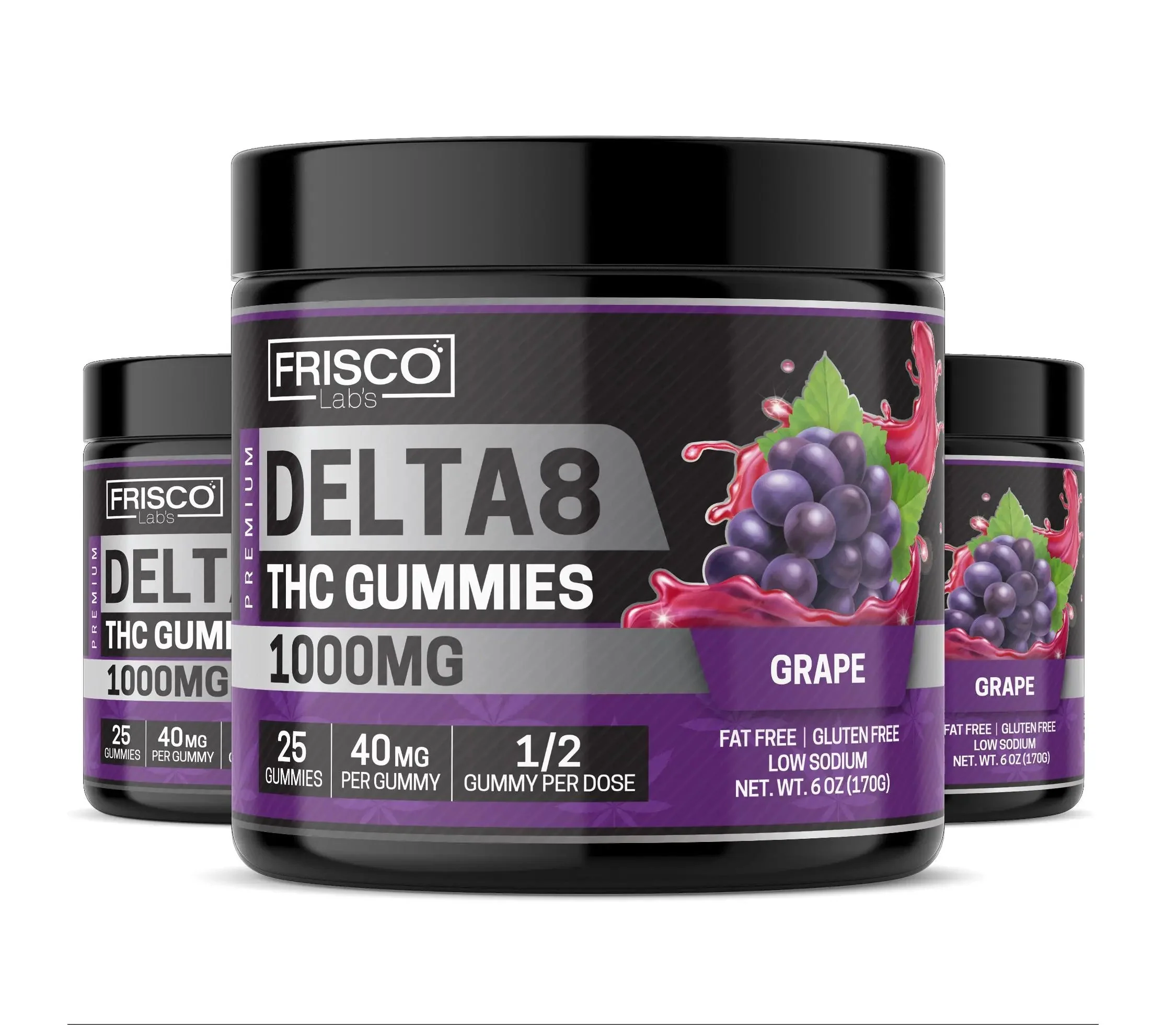 Delta 8 Gummies, Grape - 1000mg | 25 Pcs Gummies