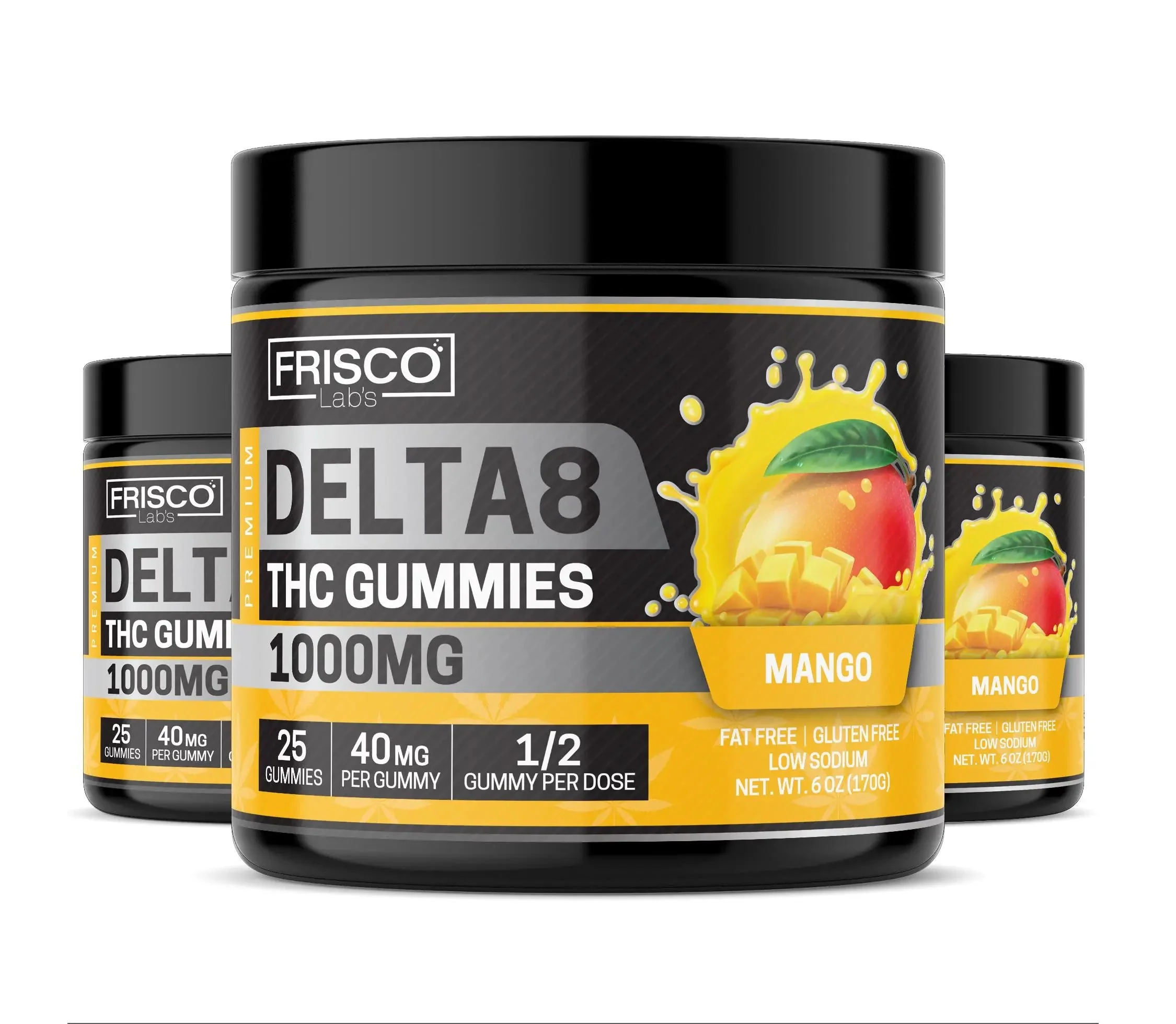 Delta 8 Gummies, Mango - 1000mg | 25 Pcs Gummies
