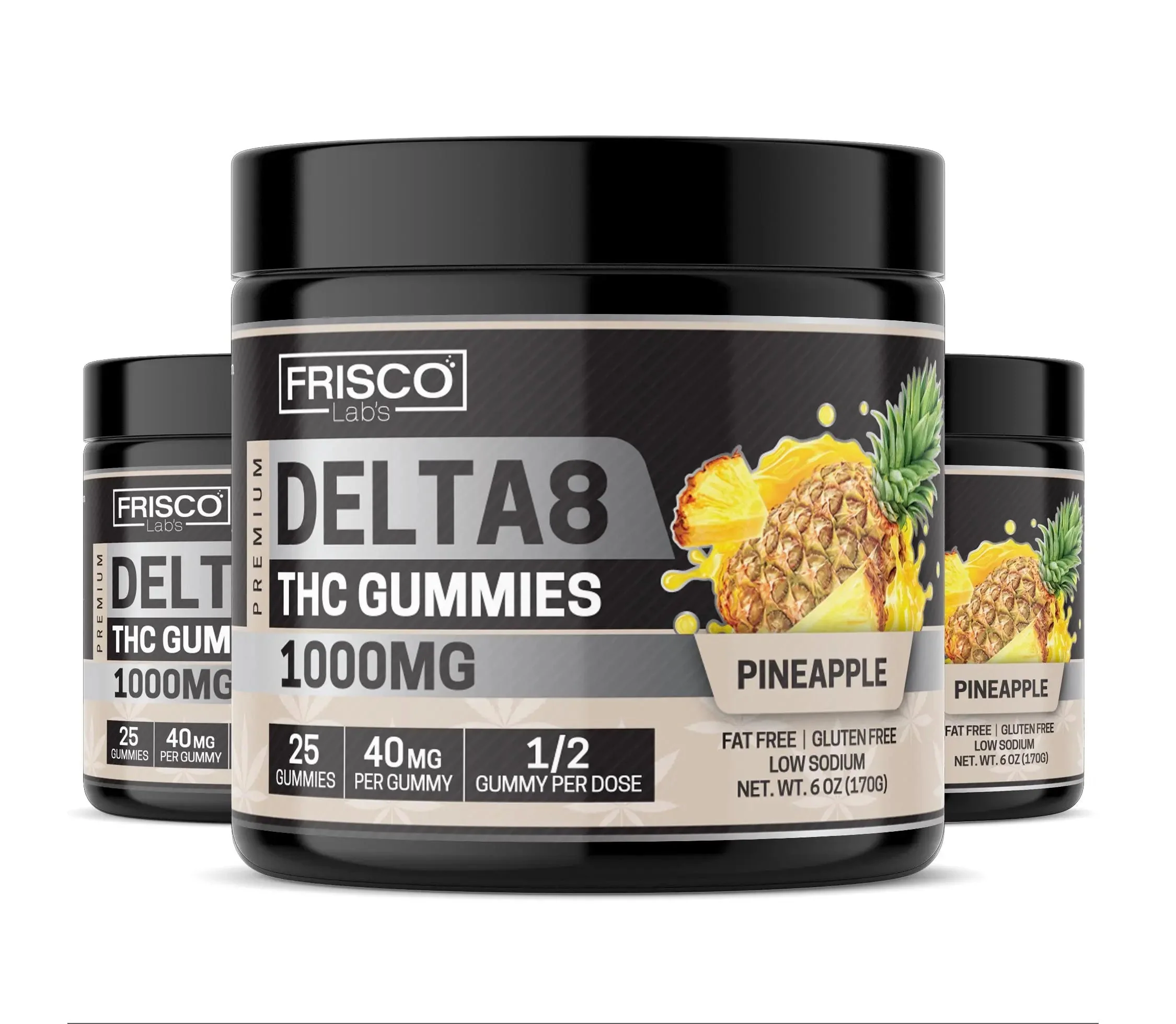 Delta 8 Gummies, Pineapple - 1000mg | 25 Pcs Gummies