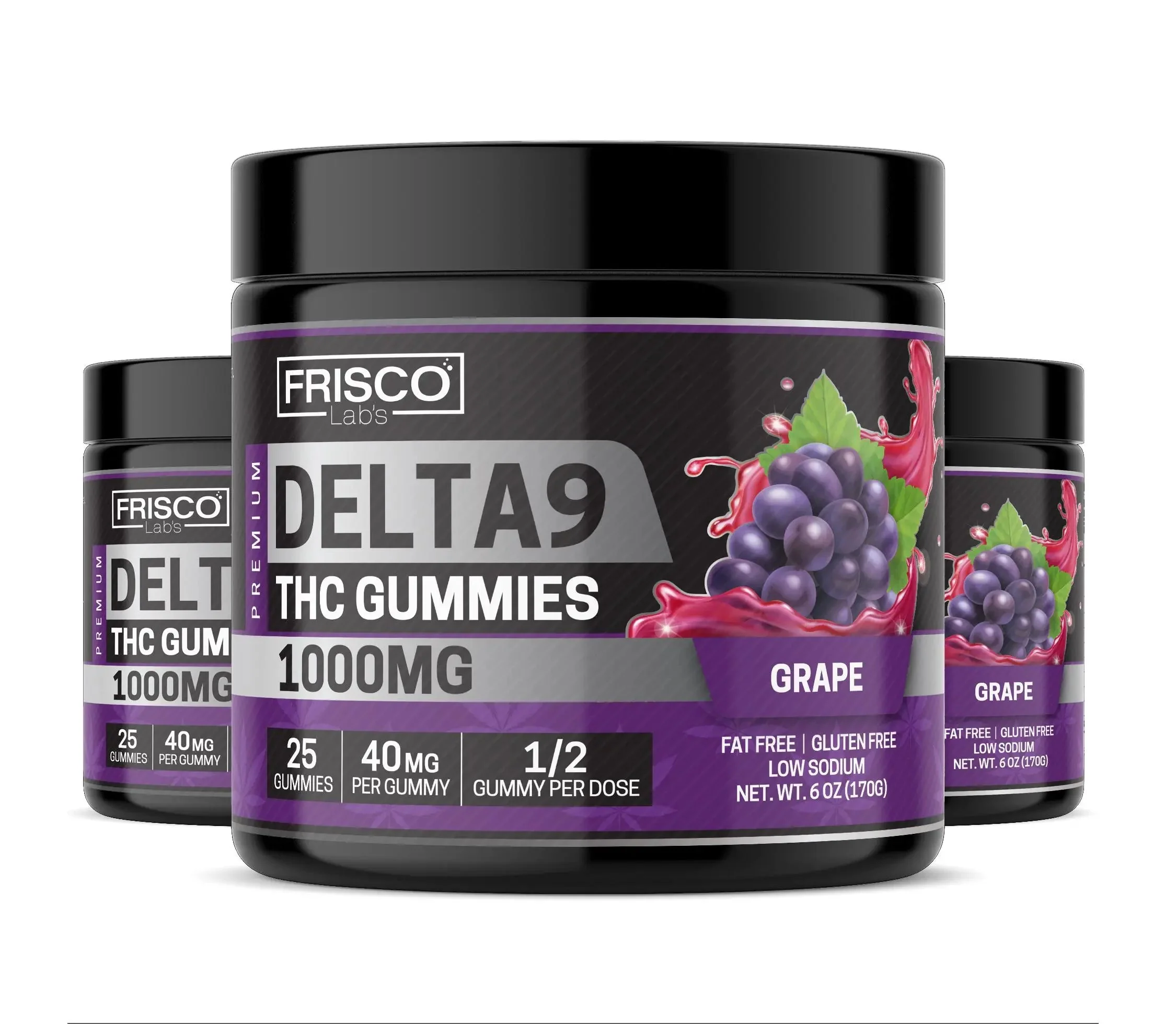 Delta 9 Gummies, Grape - 1000mg | 25 Pcs Gummies