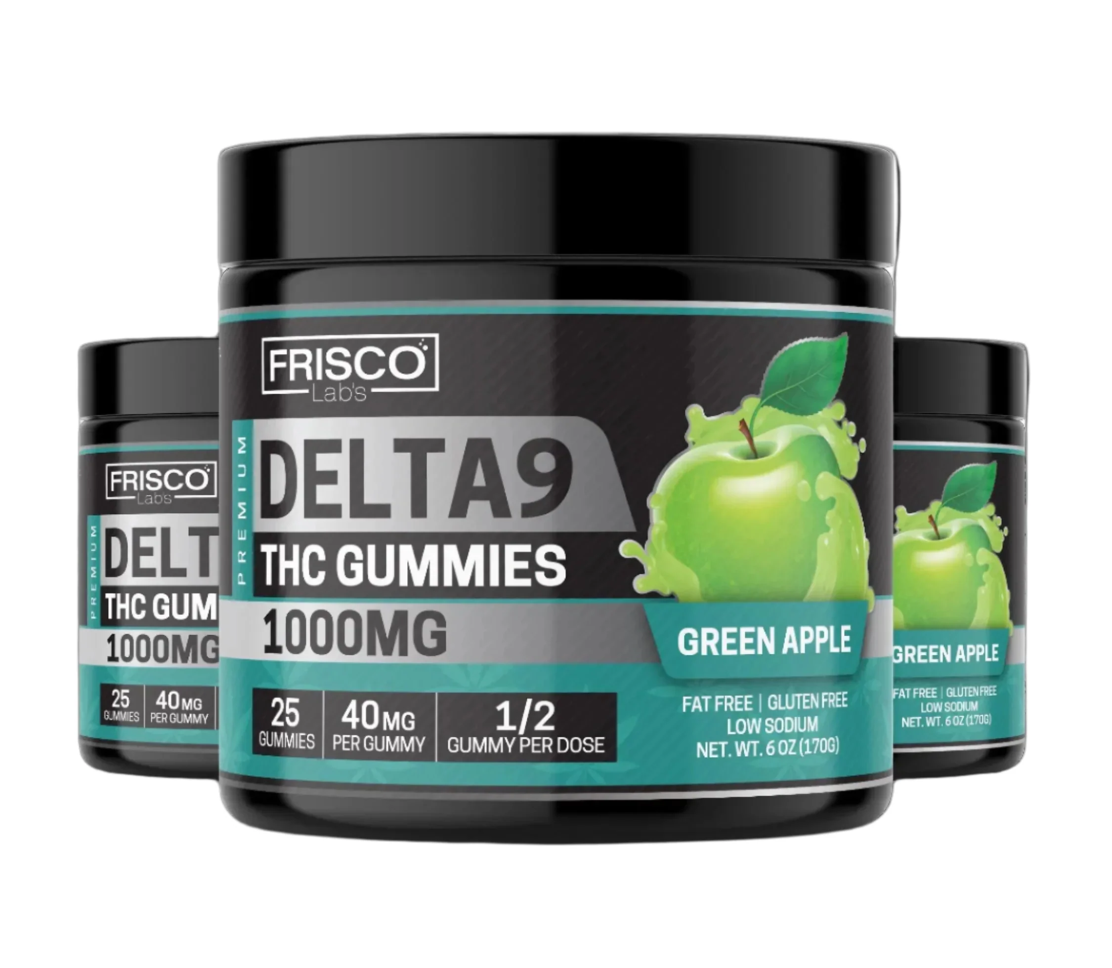 Delta 9 Gummies, Green Apple - 1000mg | 25 Pcs Gummies