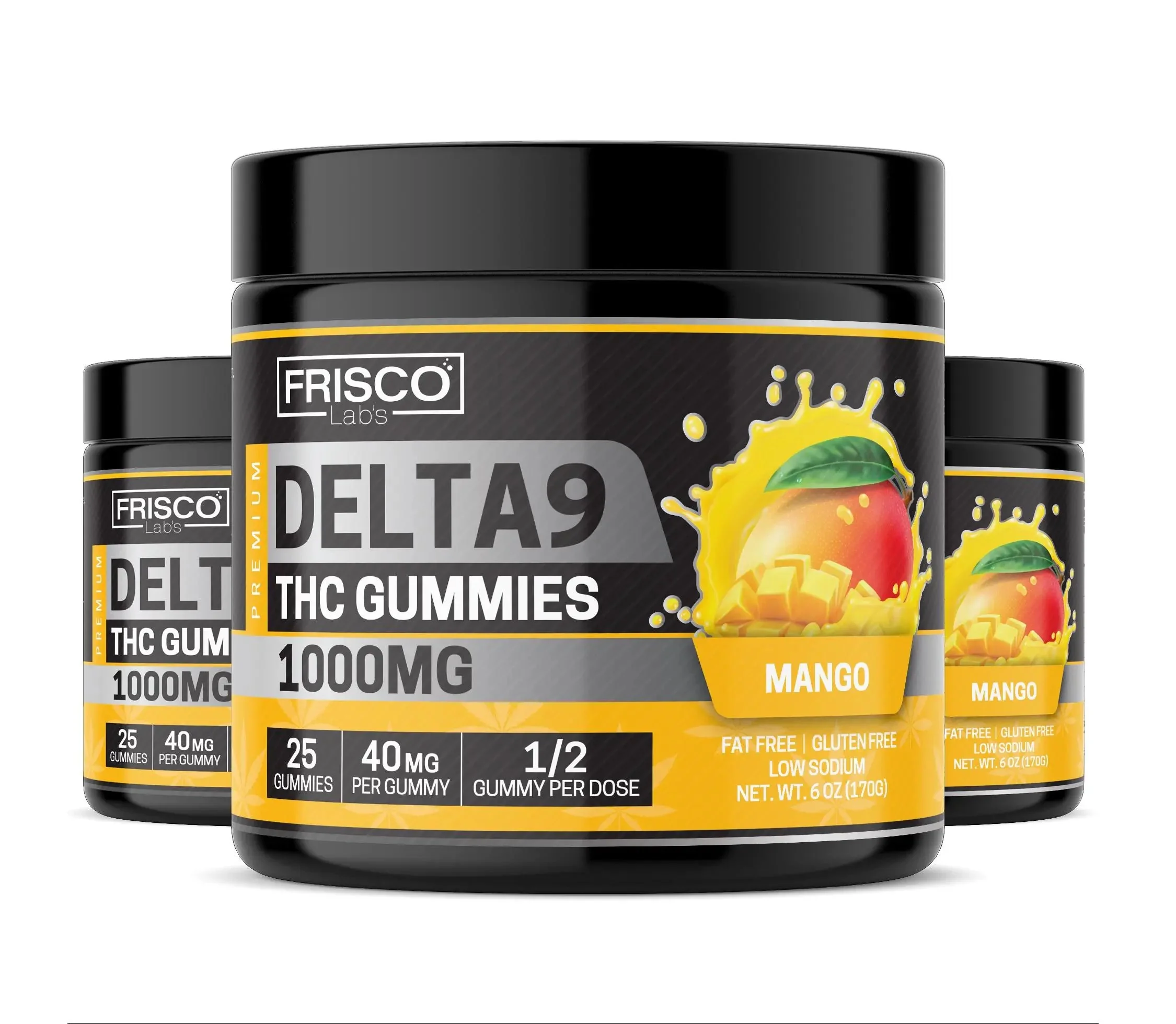 Delta 9 Gummies, Mango - 1000mg | 25 Pcs Gummies