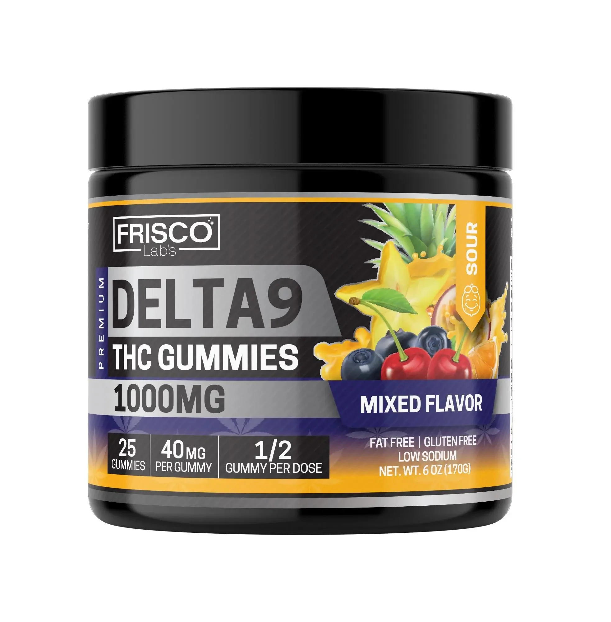 Delta 9 Gummies, Mix Flavor Sour - 1000mg | 25 Pcs Gummies - Image 2