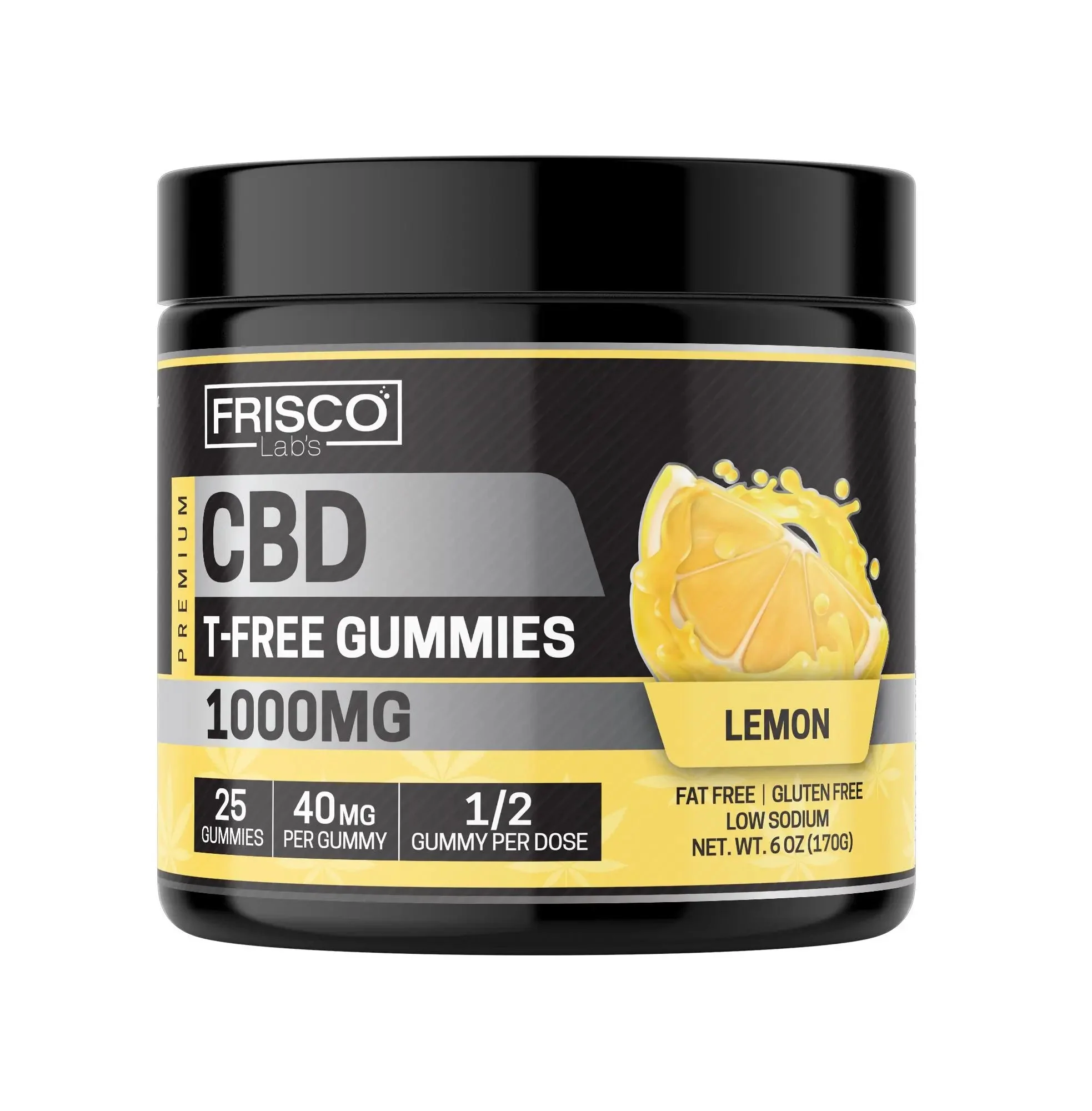 T-Free CBD Gummies, Lemon - 1000mg | 25 Pcs Gummies - Image 2