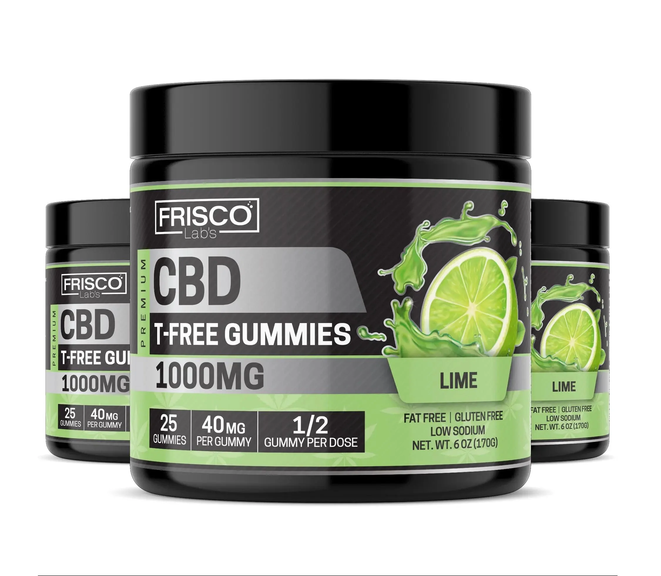 T-Free CBD Gummies, Lime - 1000mg | 25 Pcs Gummies