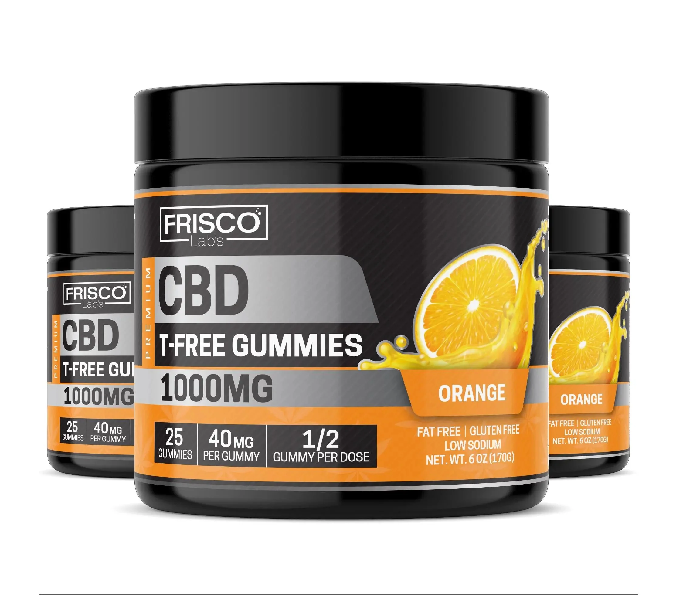 T-Free CBD Gummies, Orange - 1000mg | 25 Pcs Gummies