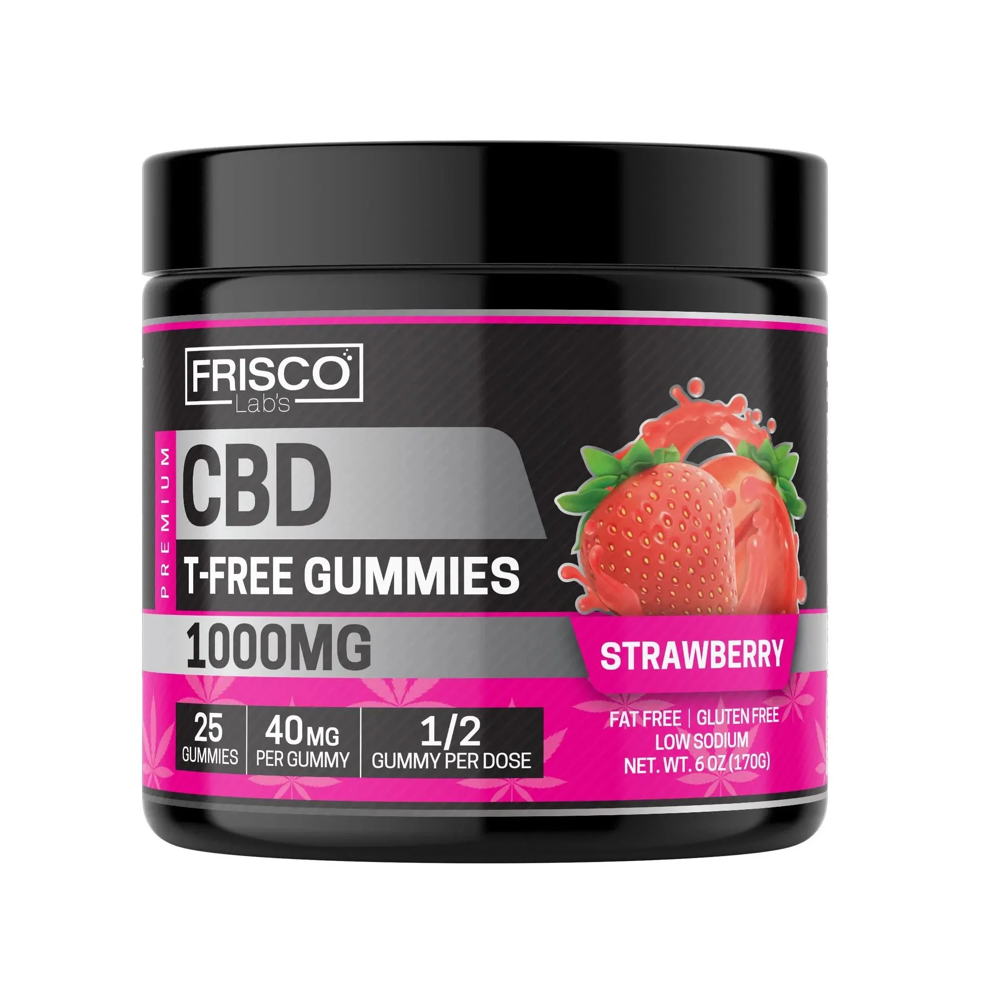 T-Free CBD Gummies, Strawberry - 1000mg | 25 Pcs Gummies - Image 2
