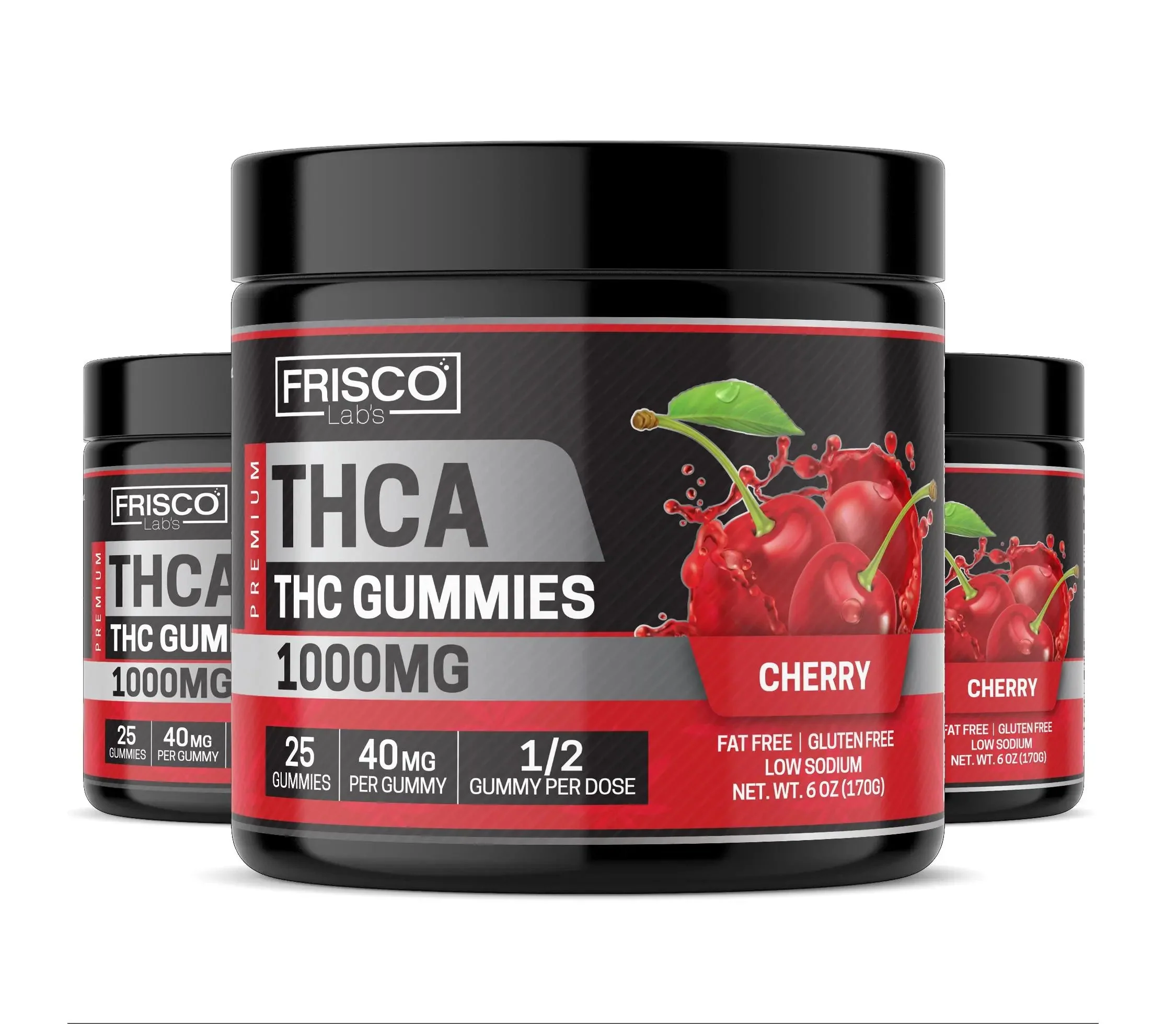 THCA Gummies, Cherry - 1000mg | 25 Pcs Gummies