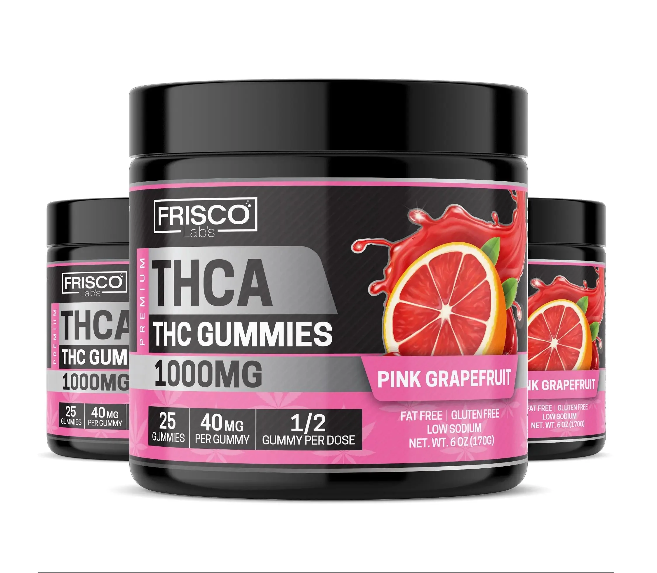 THCA Gummies, Pink Grapefruit - 1000mg | 25 Pcs Gummies